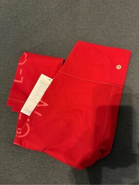 lululemon athletica Red Performance Leggings with Reflective Logo
